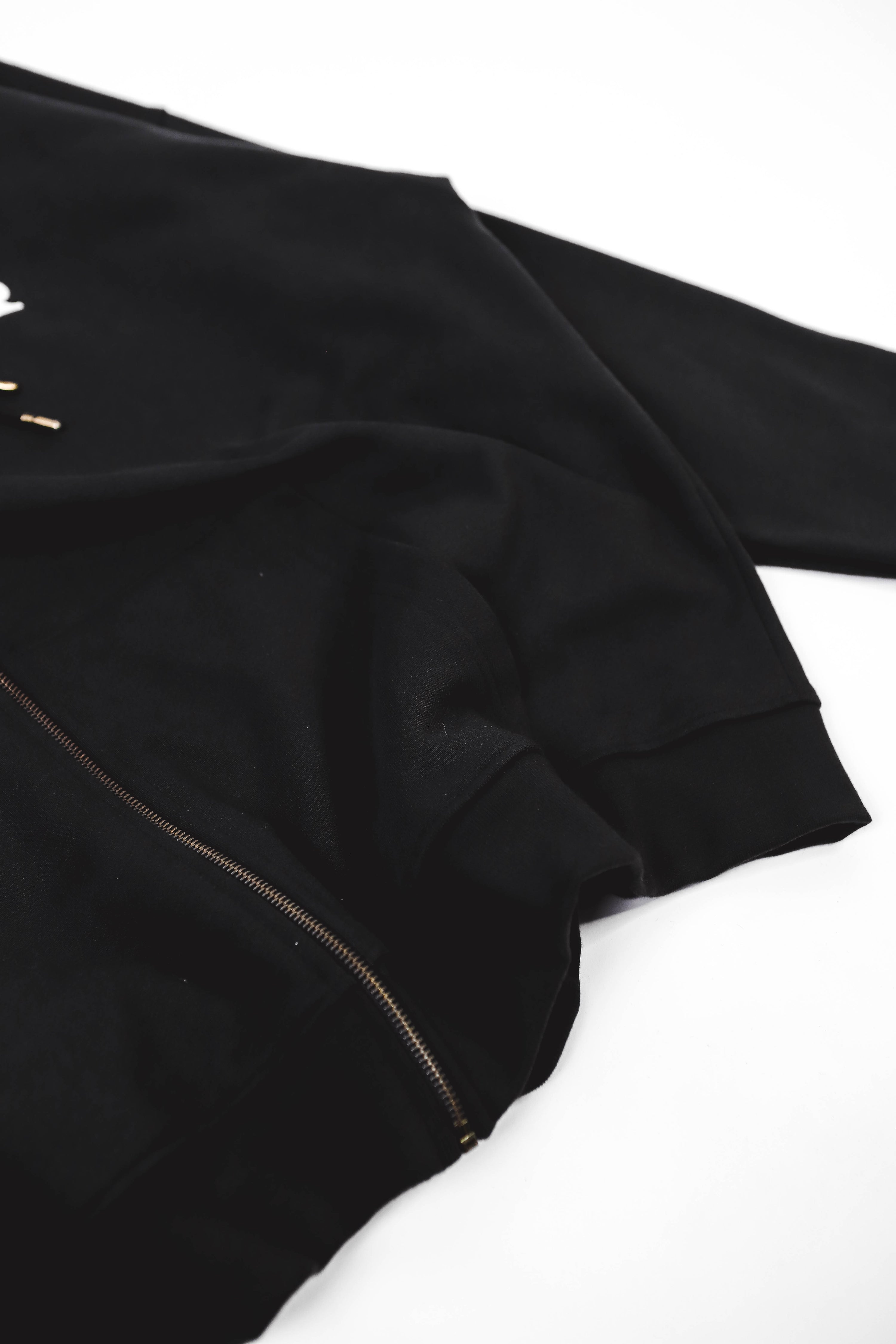 "A-TEMPORAL" BLACK ZIPPER HOODIE